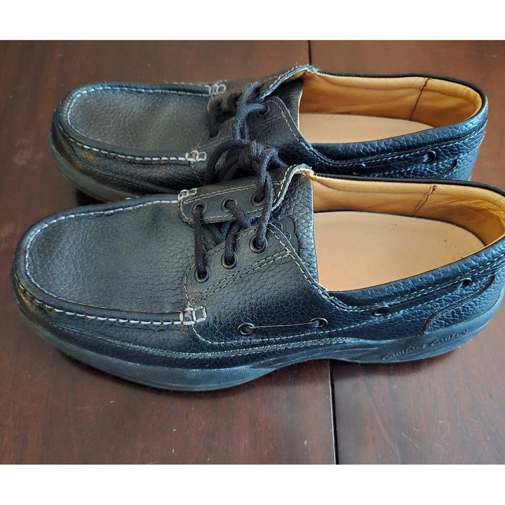 Dr Comfort 8510 Patrick Black Leather Lace Up Boat Shoes Men US 10